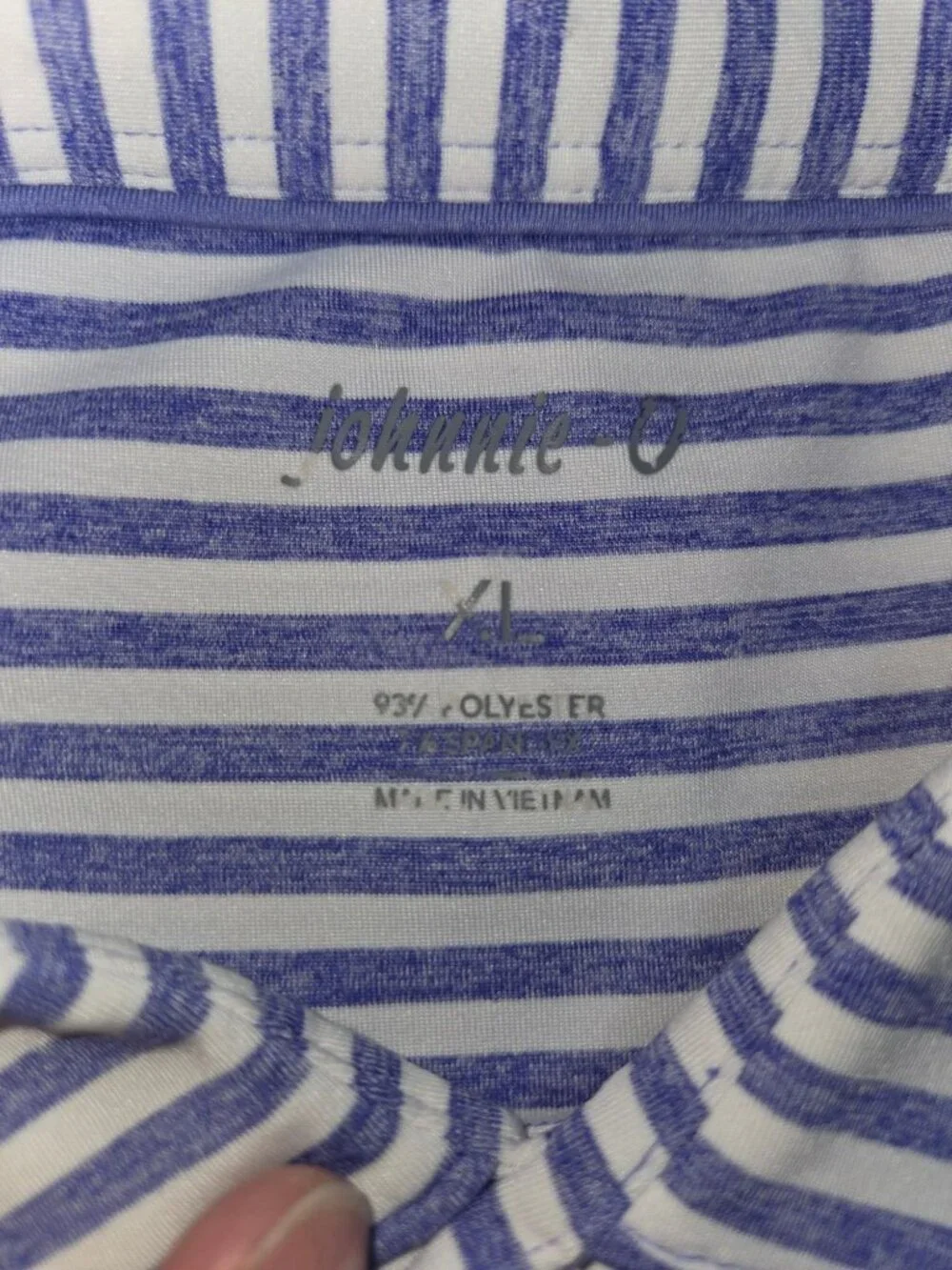 Johnnie-O Mens Blue Striped Polo Shirt XL